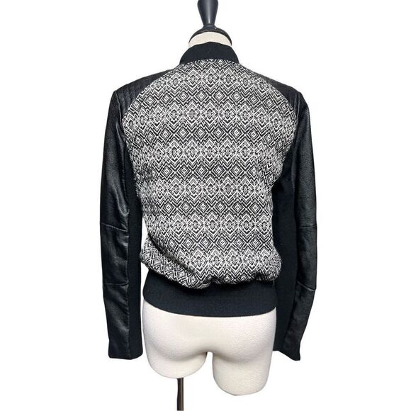 BCBGeneration Black Wool Tweed Vegan Leather Moto Jacket Size XSmall - Picture 4 of 6
